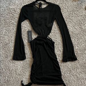 White Fox Boutique Black Long-Sleeve Cutout Bodycon Dress